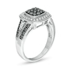 Thumbnail Image 2 of 1/2 CT. T.W. Enhanced Black and White Diamond Cushion Frame Vintage-Style Ring in Sterling Silver