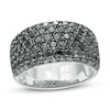 Thumbnail Image 0 of 2 CT. T.W. Black Diamond Multi-Row Domed Ring in Sterling Silver