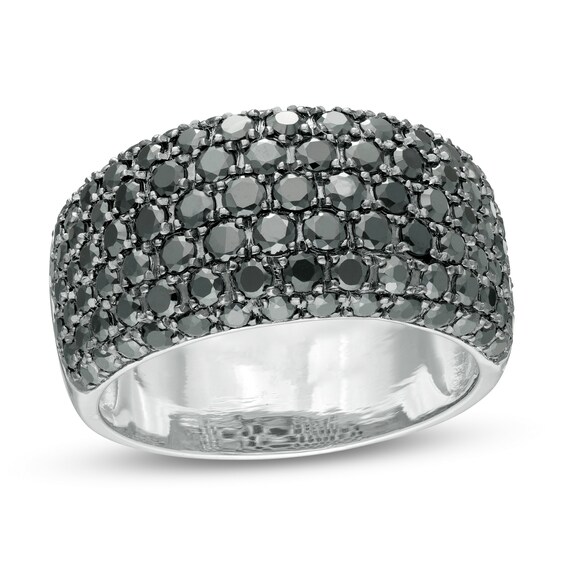 2 CT. T.w. Black Diamond Multi-Row Domed Ring in Sterling Silver
