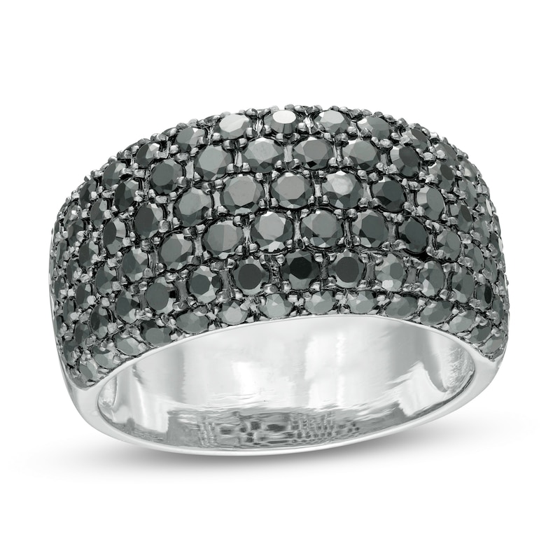 2 CT. T.W. Black Diamond Multi-Row Domed Ring in Sterling Silver