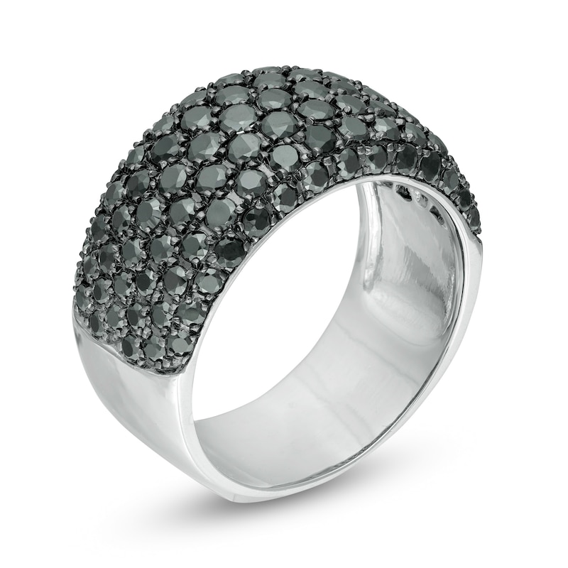 2 CT. T.W. Black Diamond Multi-Row Domed Ring in Sterling Silver
