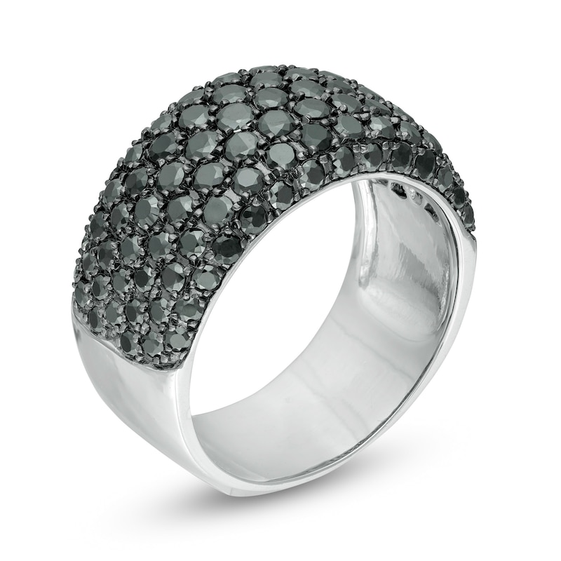 Main Image 3 of 2 CT. T.W. Black Diamond Multi-Row Domed Ring in Sterling Silver