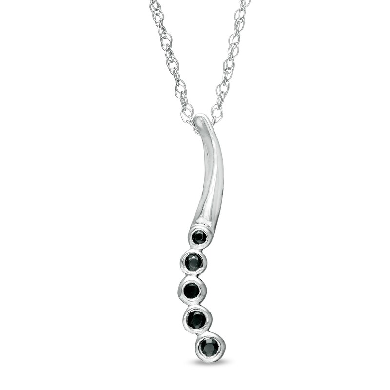 Main Image 1 of 1/10 CT. T.W. Black Diamond Curved Pendant in Sterling Silver