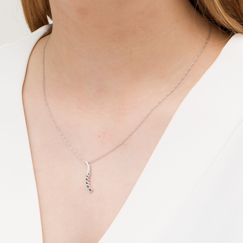 Main Image 2 of 1/10 CT. T.W. Black Diamond Curved Pendant in Sterling Silver