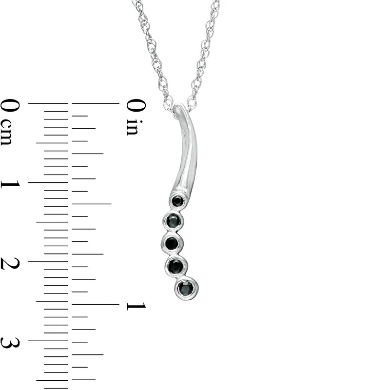 Main Image 3 of 1/10 CT. T.W. Black Diamond Curved Pendant in Sterling Silver