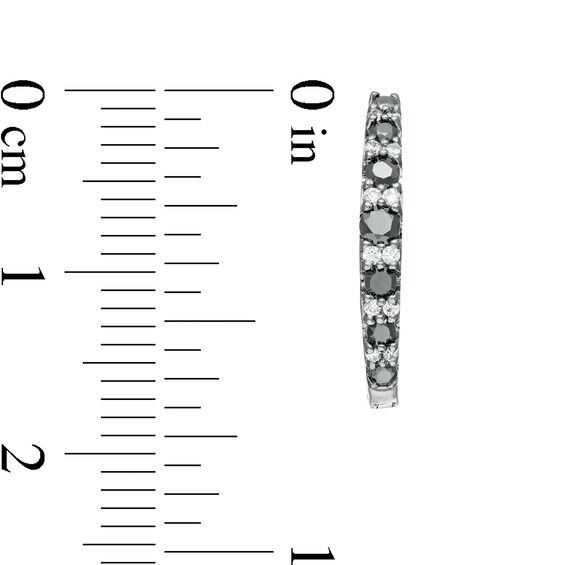 3/8 CT. T.w. Enhanced Black and White Diamond Hoop Earrings in Sterling Silver