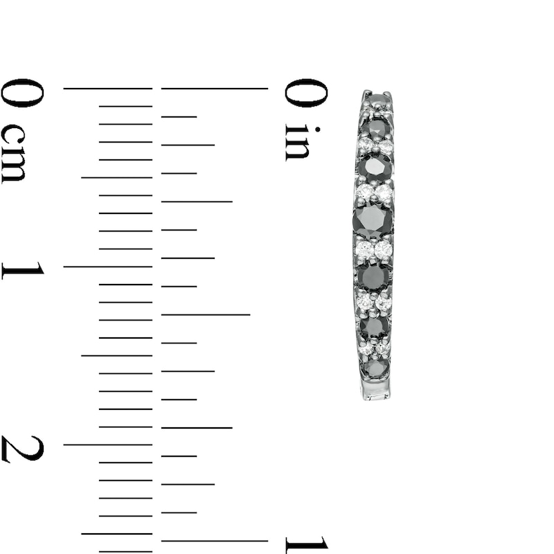 Main Image 2 of 3/8 CT. T.W. Enhanced Black and White Diamond Hoop Earrings in Sterling Silver