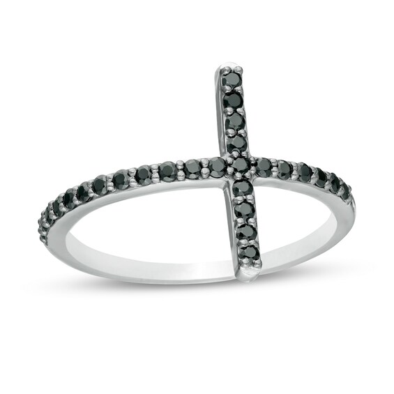 1/4 CT. T.w. Black Diamond Cross Ring in Sterling Silver
