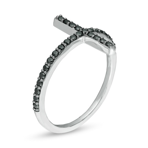 1/4 CT. T.w. Black Diamond Cross Ring in Sterling Silver