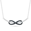 Thumbnail Image 1 of 1/3 CT. T.W. Enhanced Black and White Diamond Infinity and Curved Bar Necklace in Sterling Silver