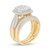 Thumbnail Image 3 of 1-1/2 CT. T.W. Composite Diamond Cushion Frame Multi-Row Bridal Set in 10K Gold