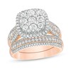 Thumbnail Image 1 of 1-1/2 CT. T.W. Composite Diamond Cushion Frame Multi-Row Bridal Set in 10K Rose Gold