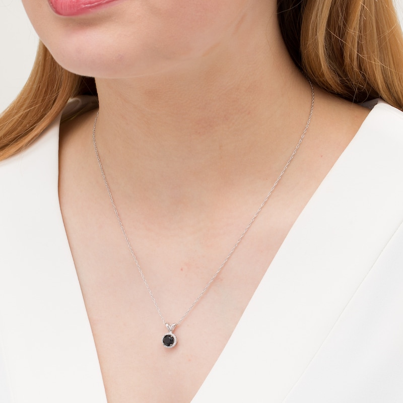 Main Image 2 of 1 CT. T.W. Enhanced Black and White Diamond Frame Pendant in Sterling Silver