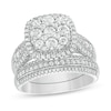 Thumbnail Image 1 of 2-1/2 CT. T.W. Composite Diamond Cushion Frame Multi-Row Bridal Set in 10K White Gold