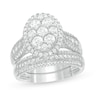 Thumbnail Image 1 of 1-1/2 CT. T.W. Composite Diamond Oval Frame Multi-Row Bridal Set in 10K White Gold