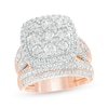 Thumbnail Image 1 of 2-1/2 CT. T.W. Composite Diamond Cushion Frame Multi-Row Bridal Set in 10K Rose Gold