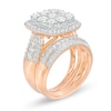 Thumbnail Image 3 of 2-1/2 CT. T.W. Composite Diamond Cushion Frame Multi-Row Bridal Set in 10K Rose Gold