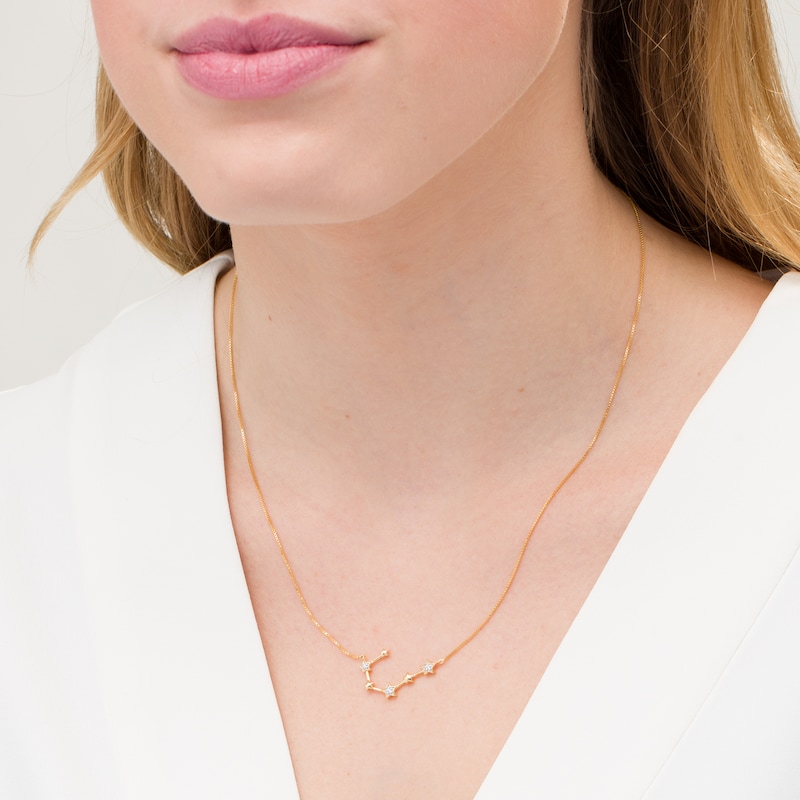 Diamond Accent Cancer Constellation Necklace in Sterling Silver with 14K Gold Plate