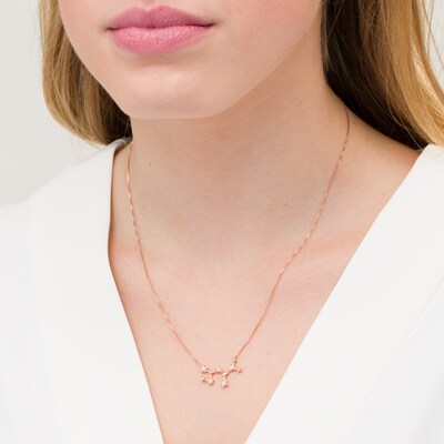 1 20 Ct T W Diamond Sagittarius Constellation Necklace In Sterling Silver With 14k Rose Gold Plate Zales