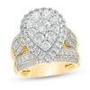 Thumbnail Image 1 of 2-1/2 CT. T.W. Multi-Diamond Pear-Shaped Multi-Row Bridal Set in 10K Gold