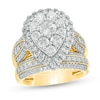 Thumbnail Image 0 of 2-1/2 CT. T.W. Multi-Diamond Pear-Shaped Multi-Row Bridal Set in 10K Gold