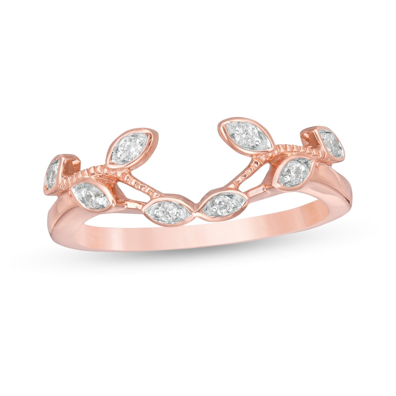 1/10 CT. T.W. Diamond Leaf Solitaire Enhancer in 10K Rose Gold