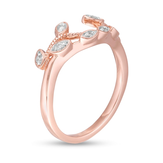 1/10 CT. T.w. Diamond Leaf Solitaire Enhancer in 10K Rose Gold