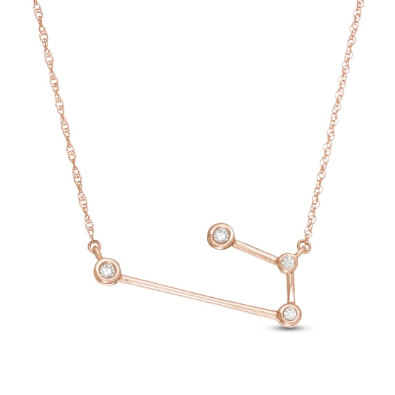 1/20 CT. T.w. Diamond Aries Constellation Bezel-Set Necklace in 10K Rose Gold