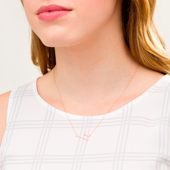 1/20 CT. T.w. Diamond Aries Constellation Bezel-Set Necklace in 10K Rose Gold