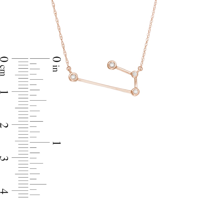 1/20 CT. T.W. Diamond Aries Constellation Bezel-Set Necklace in 10K Rose Gold