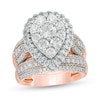 Thumbnail Image 1 of 2-1/2 CT. T.W. Composite Diamond Pear-Shaped Multi-Row Bridal Set in 10K Rose Gold