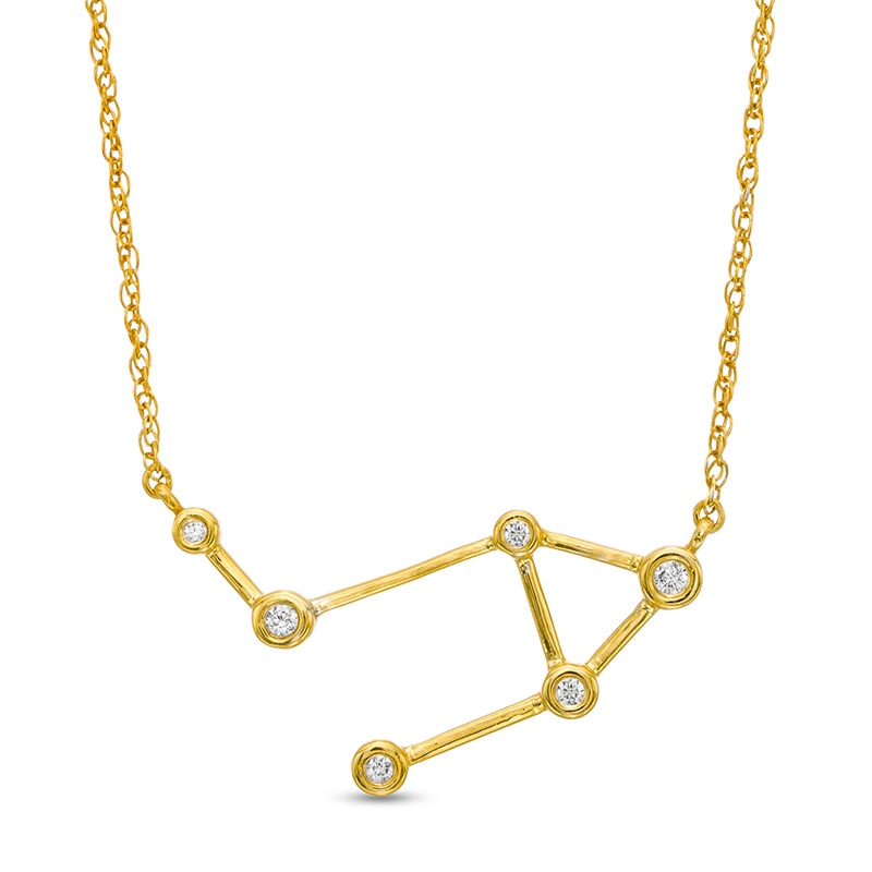 1/20 CT. T.W. Diamond Libra Constellation Bezel-Set Necklace in 10K Gold