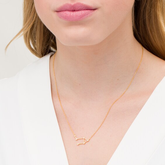 1/20 CT. T.w. Diamond Libra Constellation Bezel-Set Necklace in 10K Gold