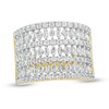 1-1/2 CT. T.W. Baguette and Round Diamond Multi-Row Ring in 10K Gold