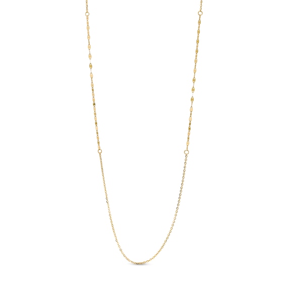 Made in Italy 030 Gauge Mirror and Cable Chain Necklace in 10K Gold - 36"