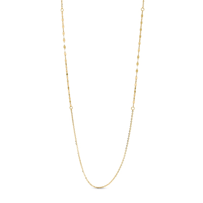 Main Image 1 of Made in Italy 030 Gauge Mirror and Cable Chain Necklace in 10K Gold - 36"
