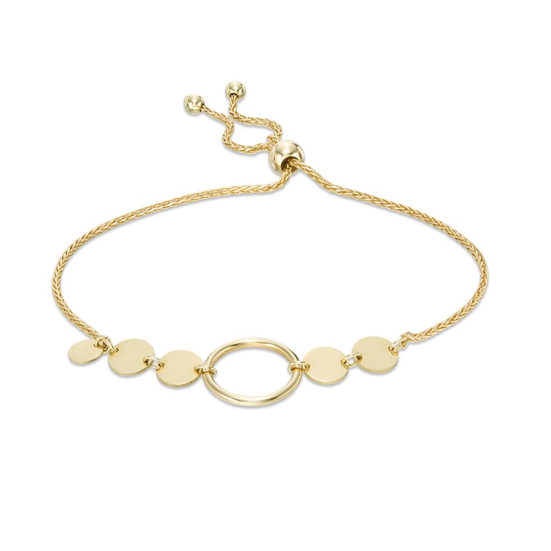Main Image 1 of Made in Italy Circles Bolo Bracelet in 14K Gold - 9"