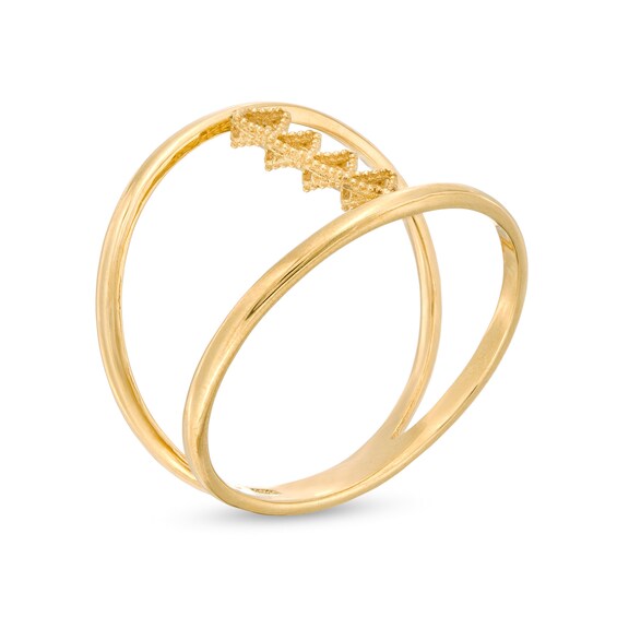 Made in Italy Linear Orbit Open Shank Ring in 10K Two-Tone Gold