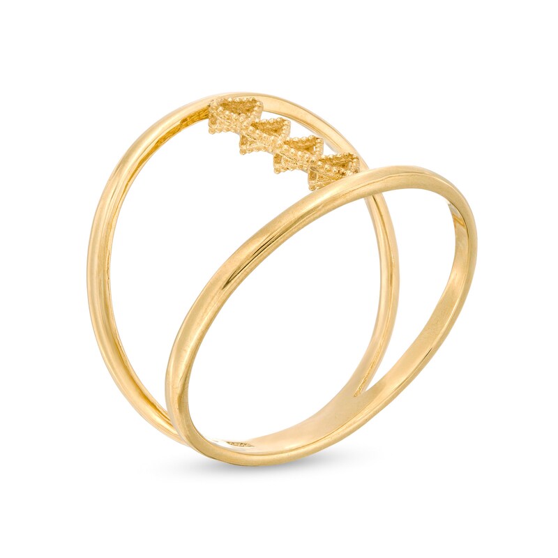 Main Image 3 of Made in Italy Linear Orbit Open Shank Ring in 10K Two-Tone Gold
