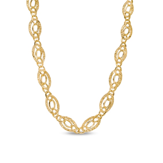 Made in Italy Interwoven Diamond-Cut Link Chain Necklace in 14K Gold - 18"