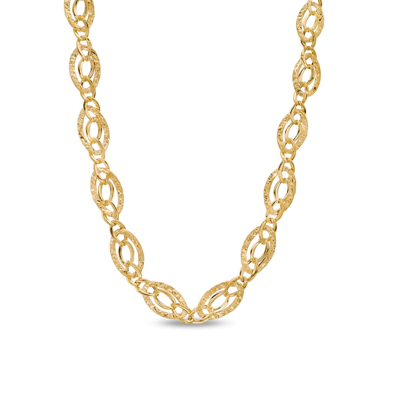 Main Image 1 of Made in Italy Interwoven Diamond-Cut Link Chain Necklace in 14K Gold - 18"