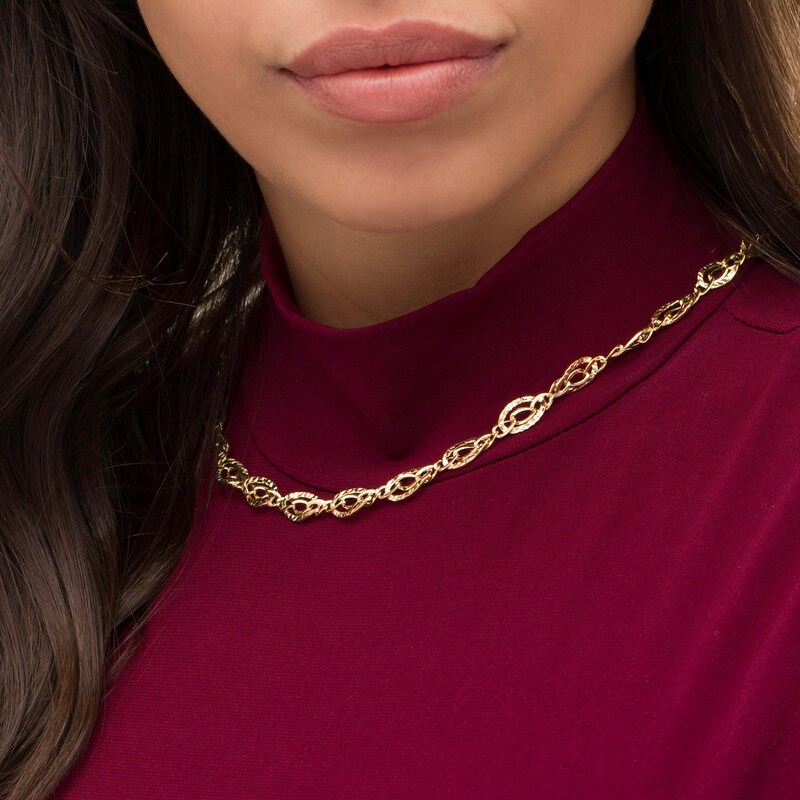 Main Image 2 of Made in Italy Interwoven Diamond-Cut Link Chain Necklace in 14K Gold - 18"