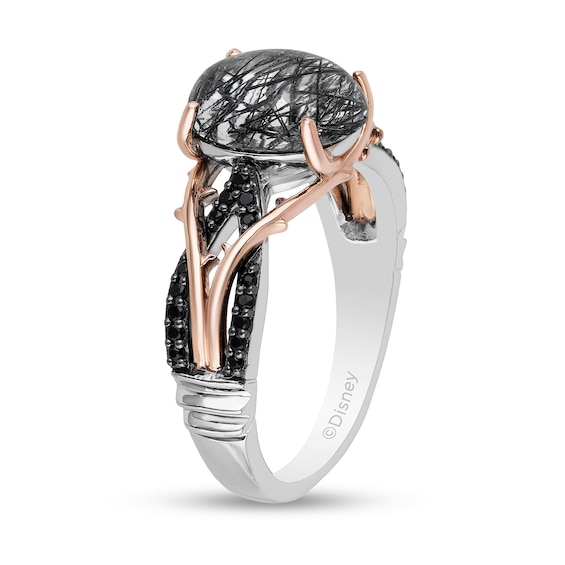 Enchanted Disney Villains Maleficent Black Quartz and 1/6 CT. T.w. Diamond Ring in Sterling Silver and 10K Rose Gold