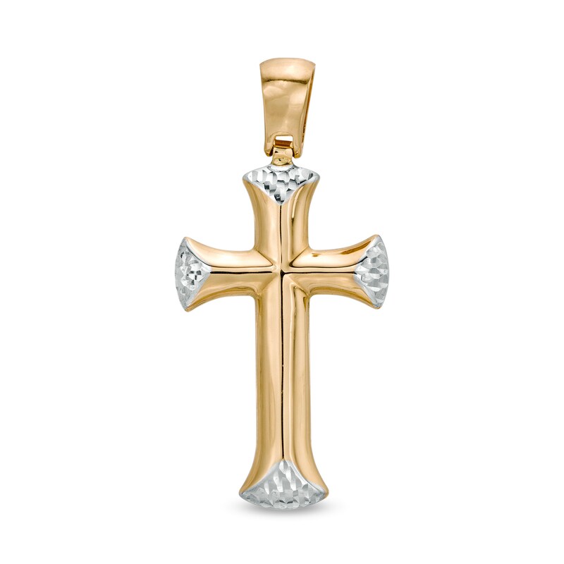 Main Image 1 of Made in Italy Flared Cross Necklace Charm in 14K Two-Tone Gold