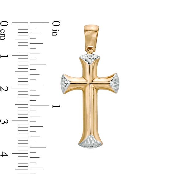 Made in Italy Flared Cross Necklace Charm in 14K Two-Tone Gold