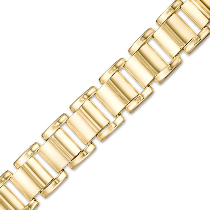 Main Image 1 of Made in Italy Men's 12.0mm Link Chain Bracelet in Hollow 10K Gold - 8.5"