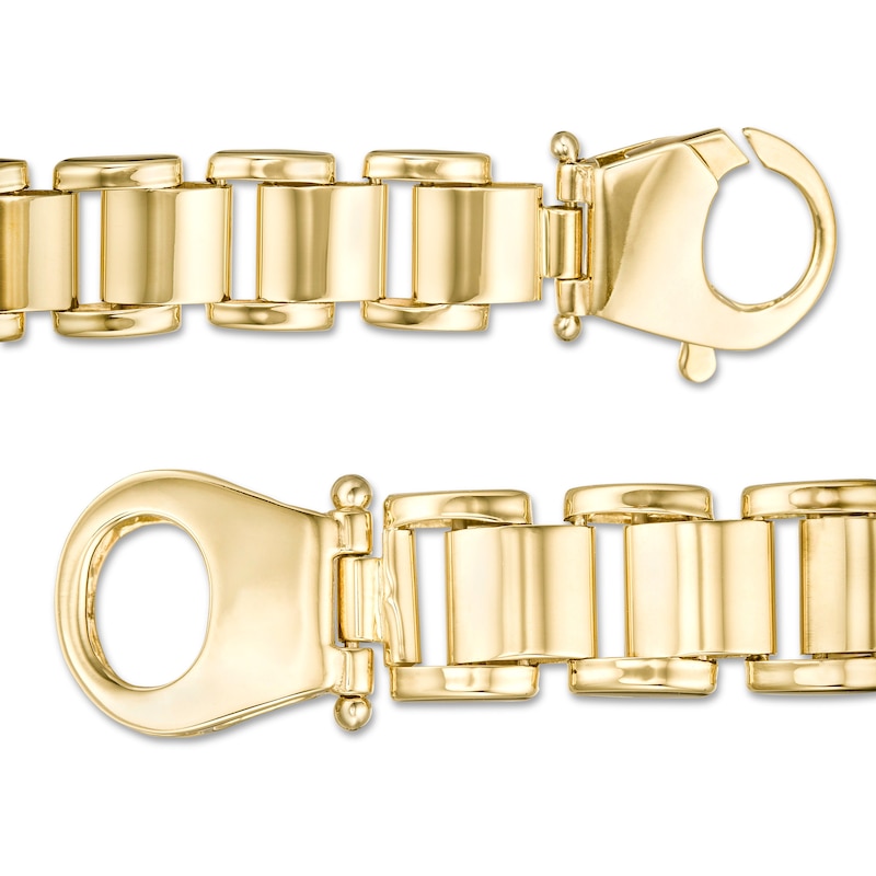 Main Image 3 of Made in Italy Men's 12.0mm Link Chain Bracelet in Hollow 10K Gold - 8.5"