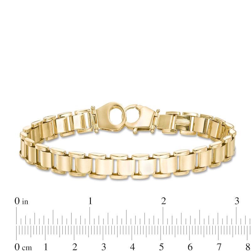 Main Image 4 of Made in Italy Men's 12.0mm Link Chain Bracelet in Hollow 10K Gold - 8.5"