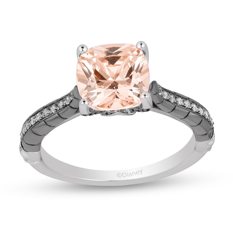 Main Image 1 of Enchanted Disney Villains Maleficent 8.0mm Morganite and 1/6 CT. TW. Diamond Engagement Ring in 14K Two-Tone Gold