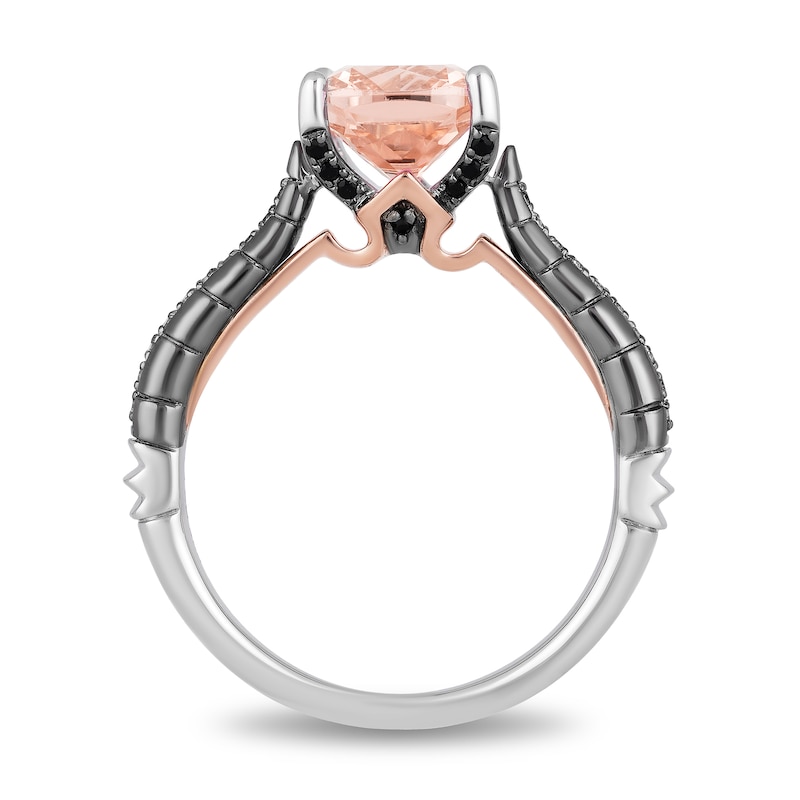 Main Image 3 of Enchanted Disney Villains Maleficent 8.0mm Morganite and 1/6 CT. TW. Diamond Engagement Ring in 14K Two-Tone Gold